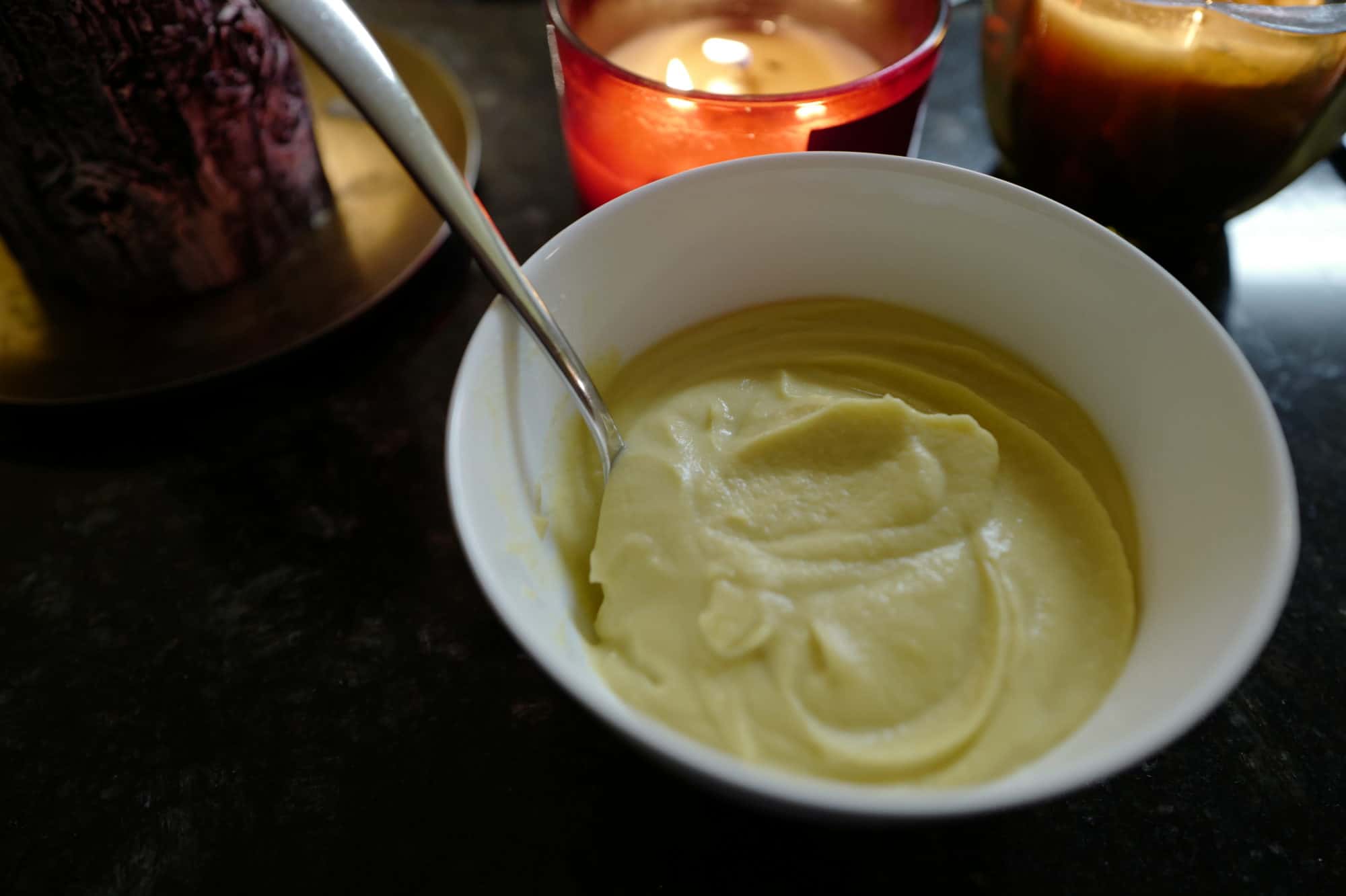 Delicata Squash Paleo Soup with Cauliflower by candlelight by Foodjoya