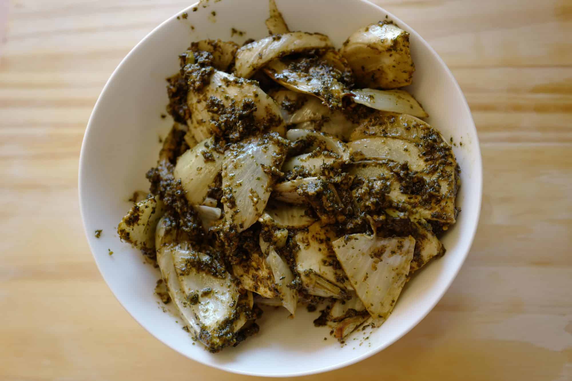 Roasted Fennel + Pesto with Pistachio and Mint by Foodjoya