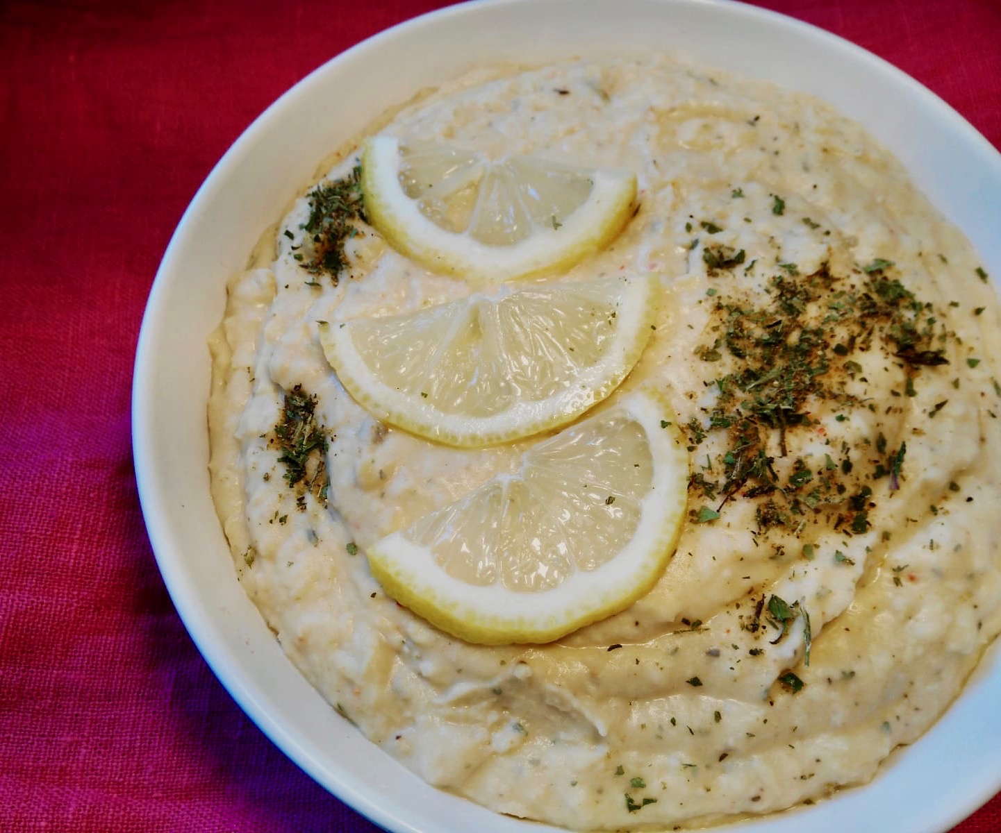 White Bean Hummus with Middle Eastern Spices, Lemon