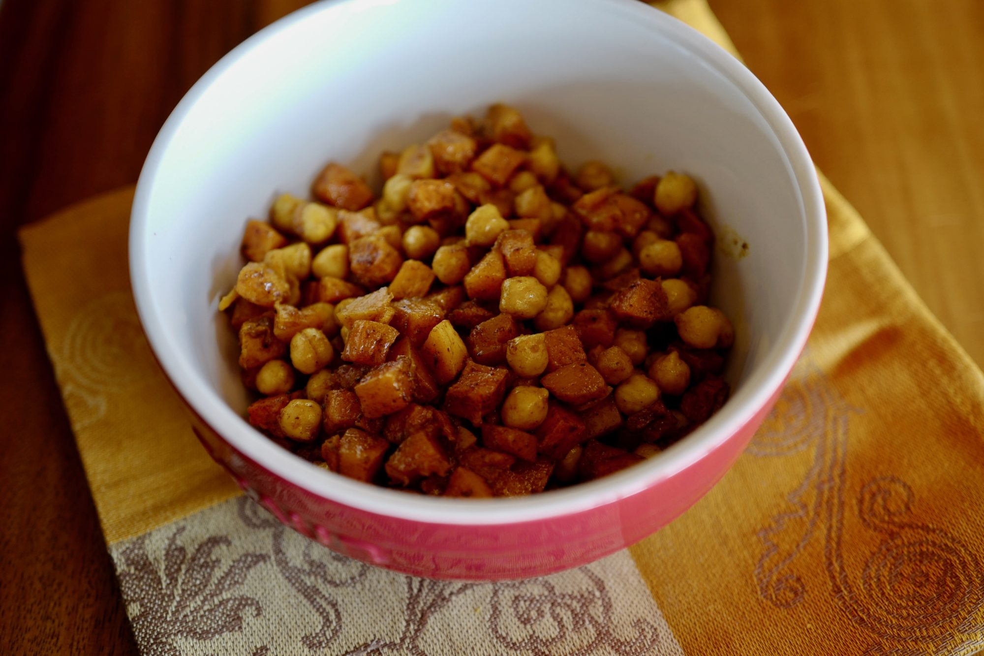 warm butternut chickpea salad by foodjoya close up, butternut squash, garbanzo beans, vegan, vegetarian